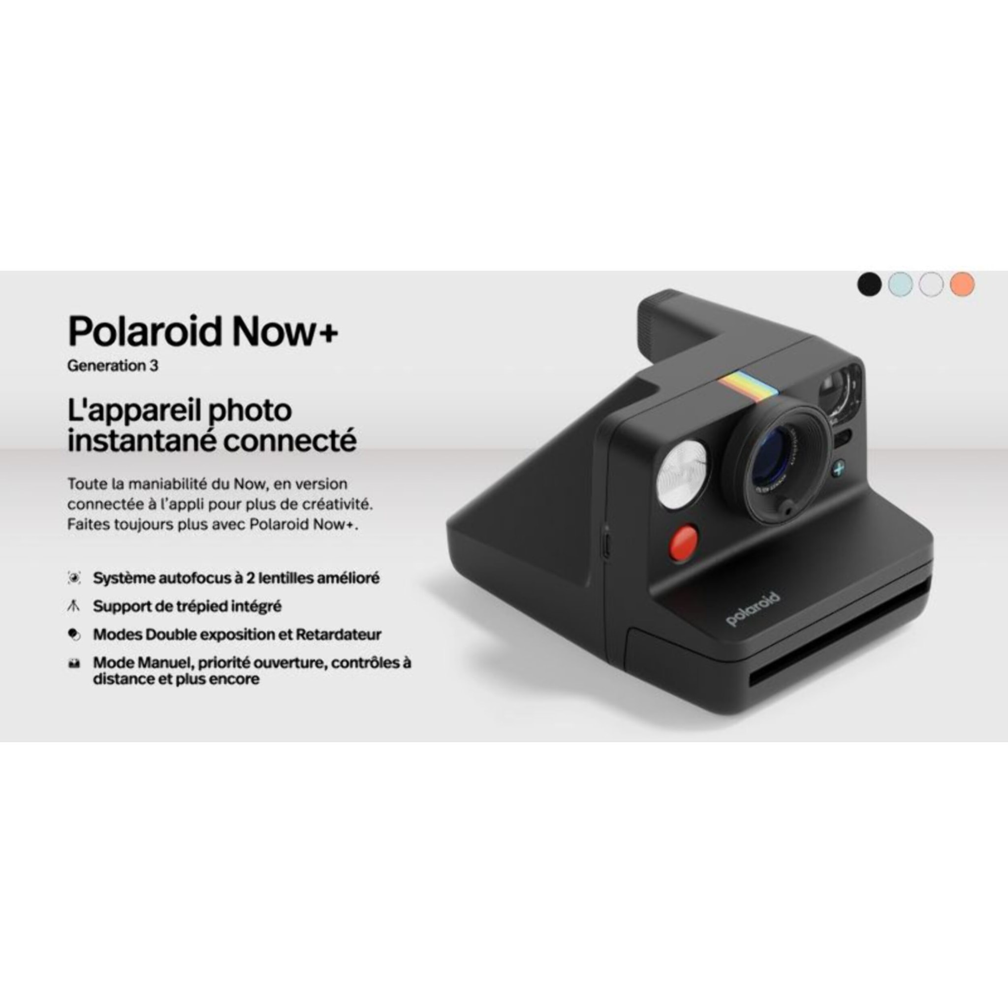 Appareil photo Instantané POLAROID Now+ Gen 3 Black + Pack 8 Films