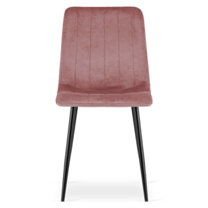 Sedia Lava in velluto rosa con gambe in metallo nero