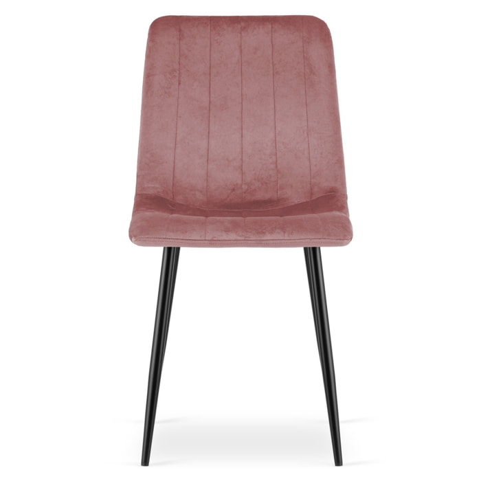 Sedia Lava in velluto rosa con gambe in metallo nero