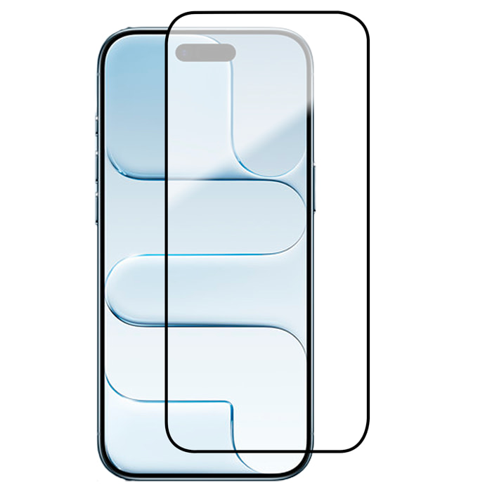 Protezione per schermo in vetro temperato 9H e design 9D con bordi neri per iPhone 17 Air.