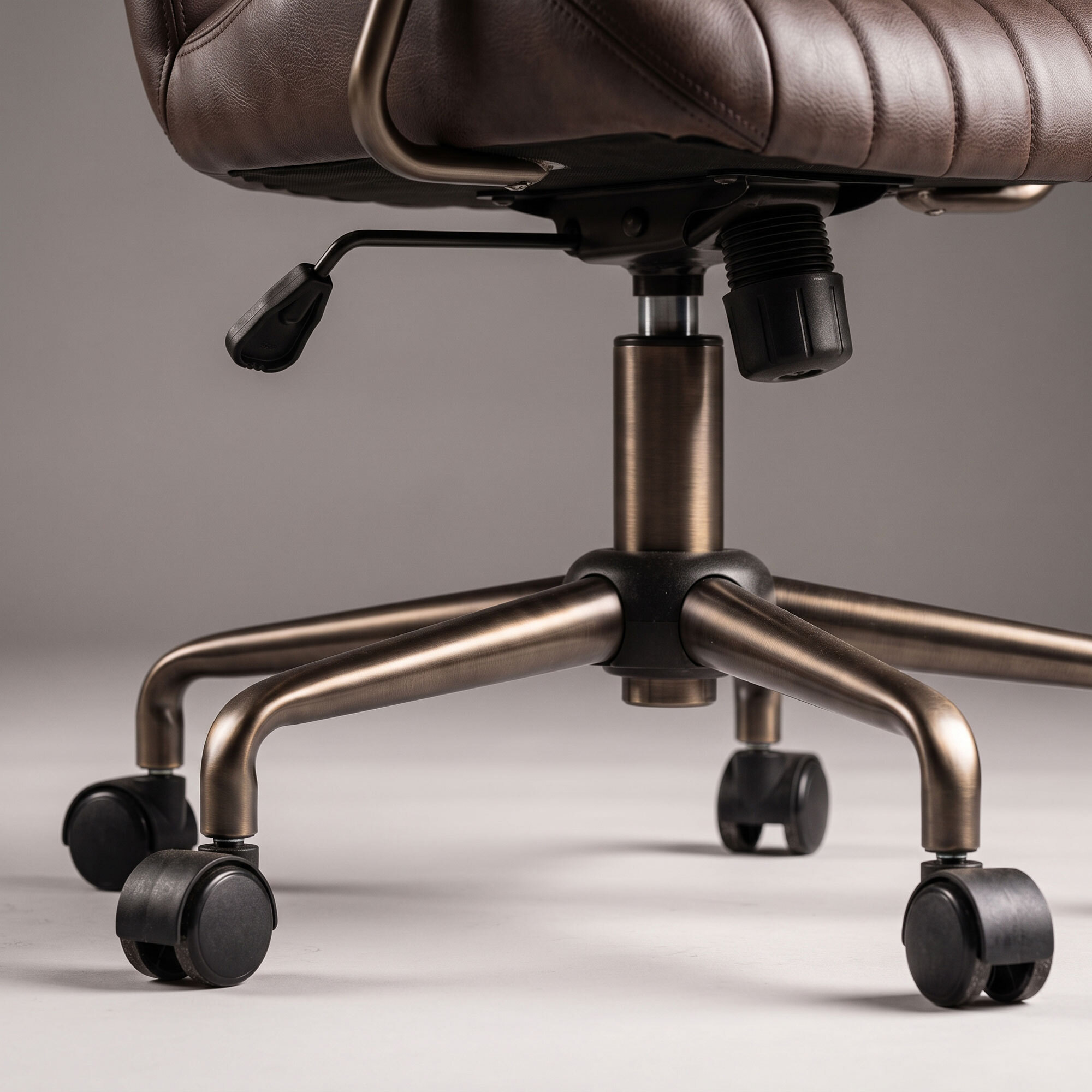 Havana - Sedia Da Ufficio 45x92x37 cm Poltrona Industrial Chic in Similpelle Base a Stella in Bronzo Spazzolato