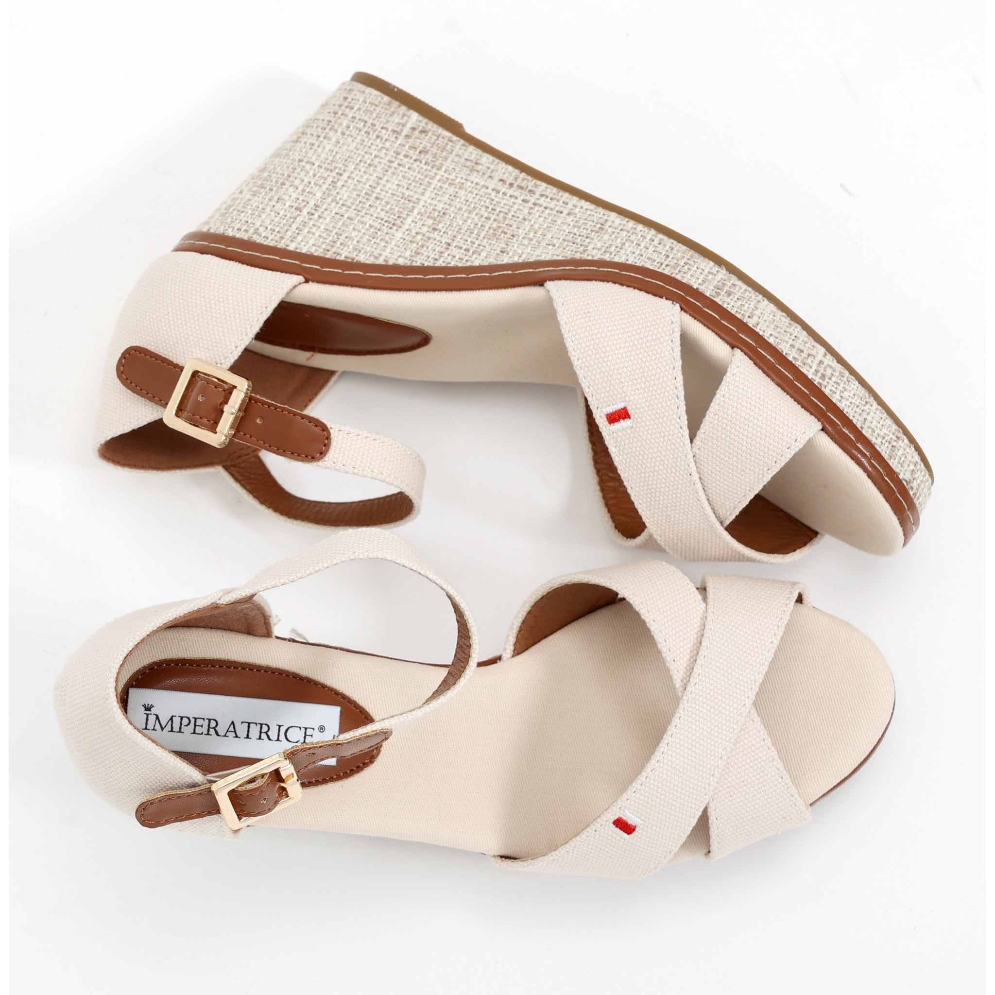 Sandali in tessuto con zeppa