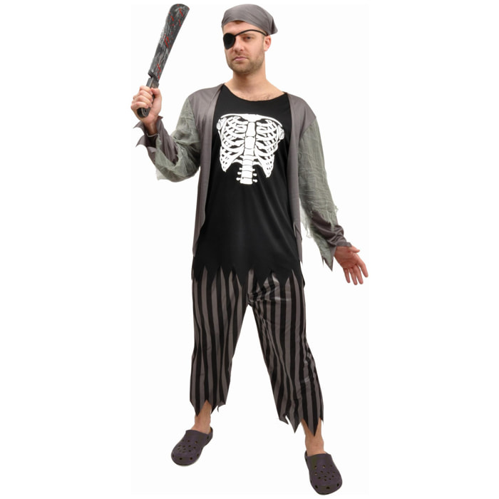 Pirata Skeleton Zombie Costume Halloween Uomo Adulto