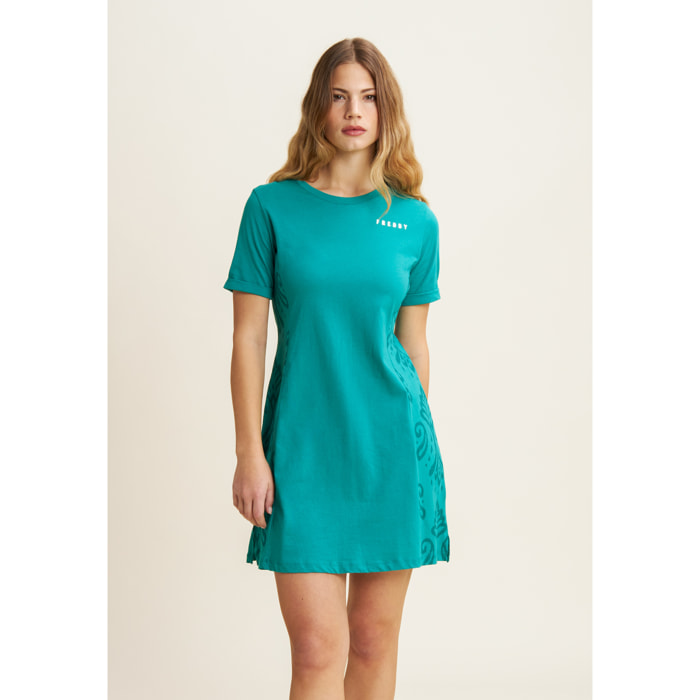 Vestito a maniche corte in jersey con dettagli floreali