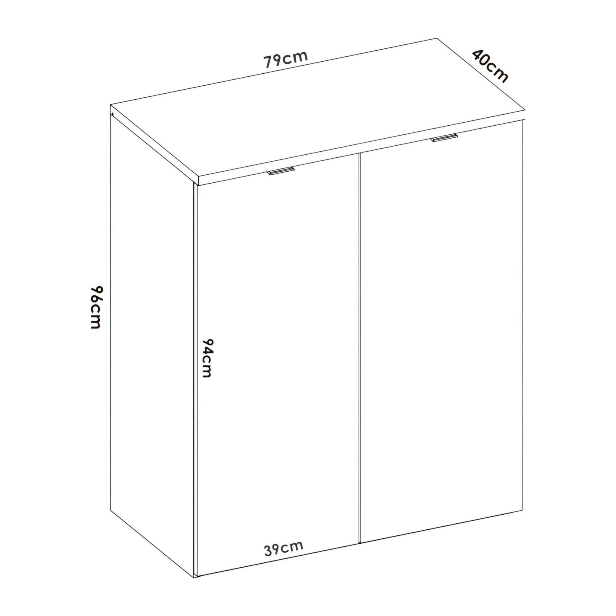 Armadio multiuso Gaviola, Mobile basso multifunzione, Armadietto a 2 ante, 79x40h96 cm, Bianco e Rovere