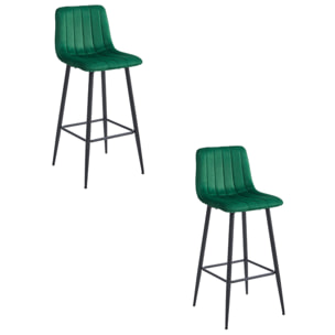 Set di 2 Sgabelli Bar Pozza in Velluto Verde Bosco