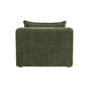 Fauteuil convertible en tissu effet velours texturé vert kaki MAHAUT