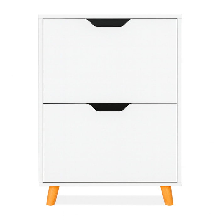 Emma - Scarpiera Salvaspazio 2 Ante 55x82x25 cm 12 Paia in Legno Bianco