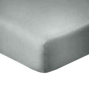 Drap Housse Uni 100% Coton - Essentiel - Silver