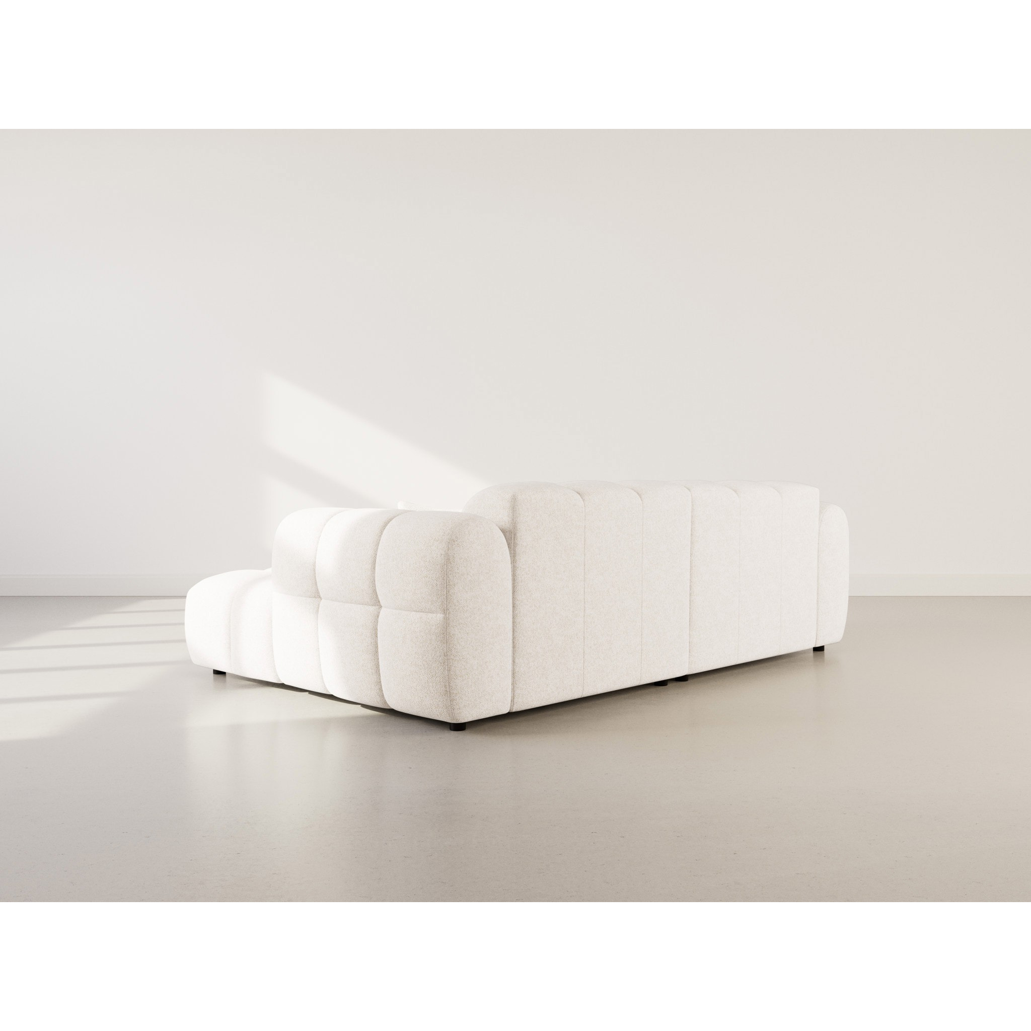 Mini Ray - Canapé d'angle droit 4 places en tissu texturé - Beige