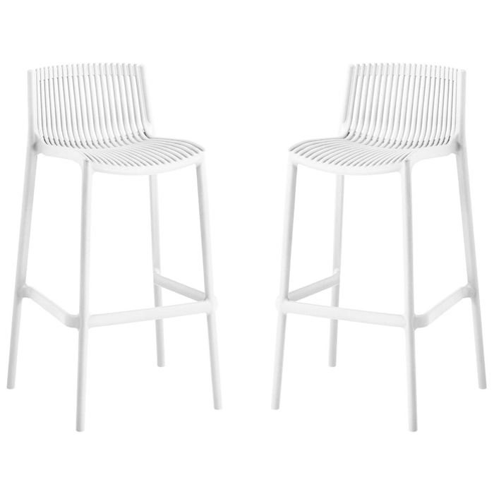Lot de 2 chaises hautes empilables en plastique "Néora" - Blanc