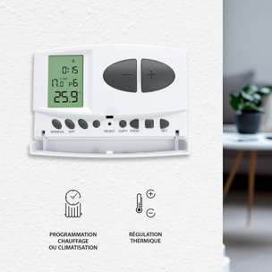 Thermostat programmable filaire pour chauffage ou climatisation - Avidsen - 103954