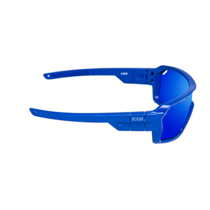 Gafas de deportes acuáticos OCEAN CHAMELEON - Azul mate / Revo azul con plaquetas puntas y espuma azules con correa azul