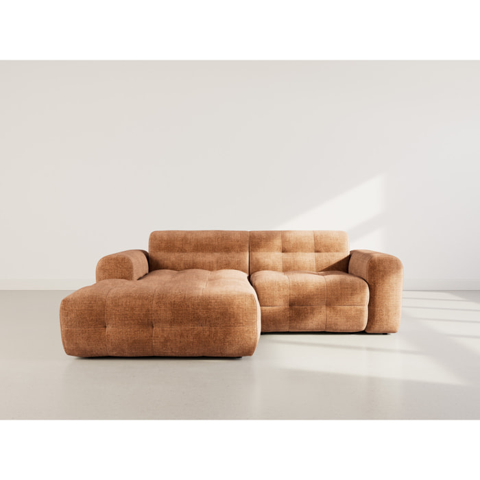 Diane - Canapé d'angle gauche 4 places en velours texturé - Terracotta