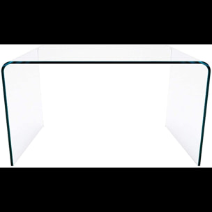Scrivania Scrittoio da Ufficio Studio Soggiorno in Vetro Curvato Design Curvo Stile Moderno Minimal Chic - Luxury Z-09 - 120 x 74 x 70 cm Trasparente