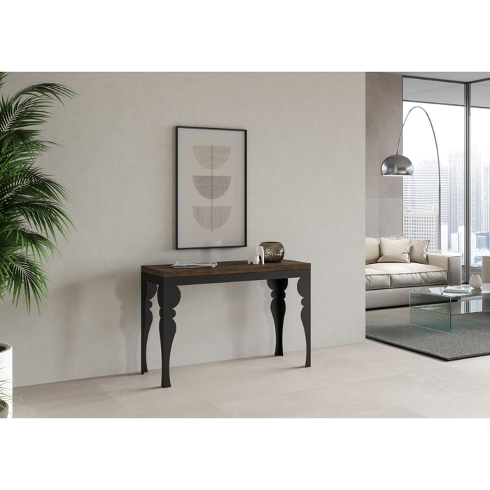 Table Paxon Double Noyer 120x45 ouverte 120x90 pieds/cadre Anthracite