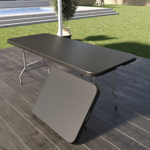 Tavolo Tavolino Pieghevole In Resina Dura Set Birreria Facile Trasporto Con Maniglia  Terrazzo Campeggio Giardino Rettangolare Grigio Effetto Rattan