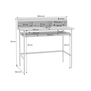 Bureau métal et décor bois 3 niches MOLTO