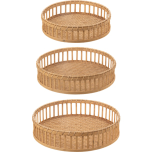 J-Line plateau Rond - bambou - naturel - set de 3