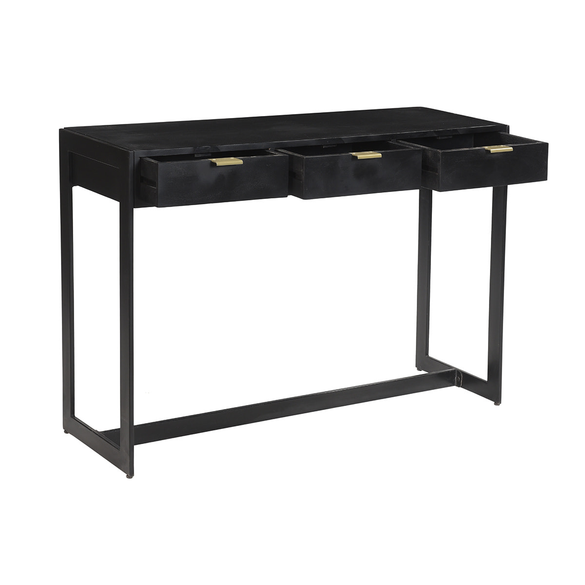 Console design avec rangements 3 tiroirs noire et métal L115 cm AVIDAN