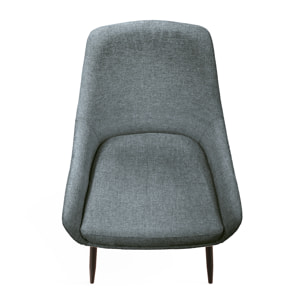 Set di 2 sedie TALLINN in tessuto antracite e gambe in metallo nero opaco, con braccioli