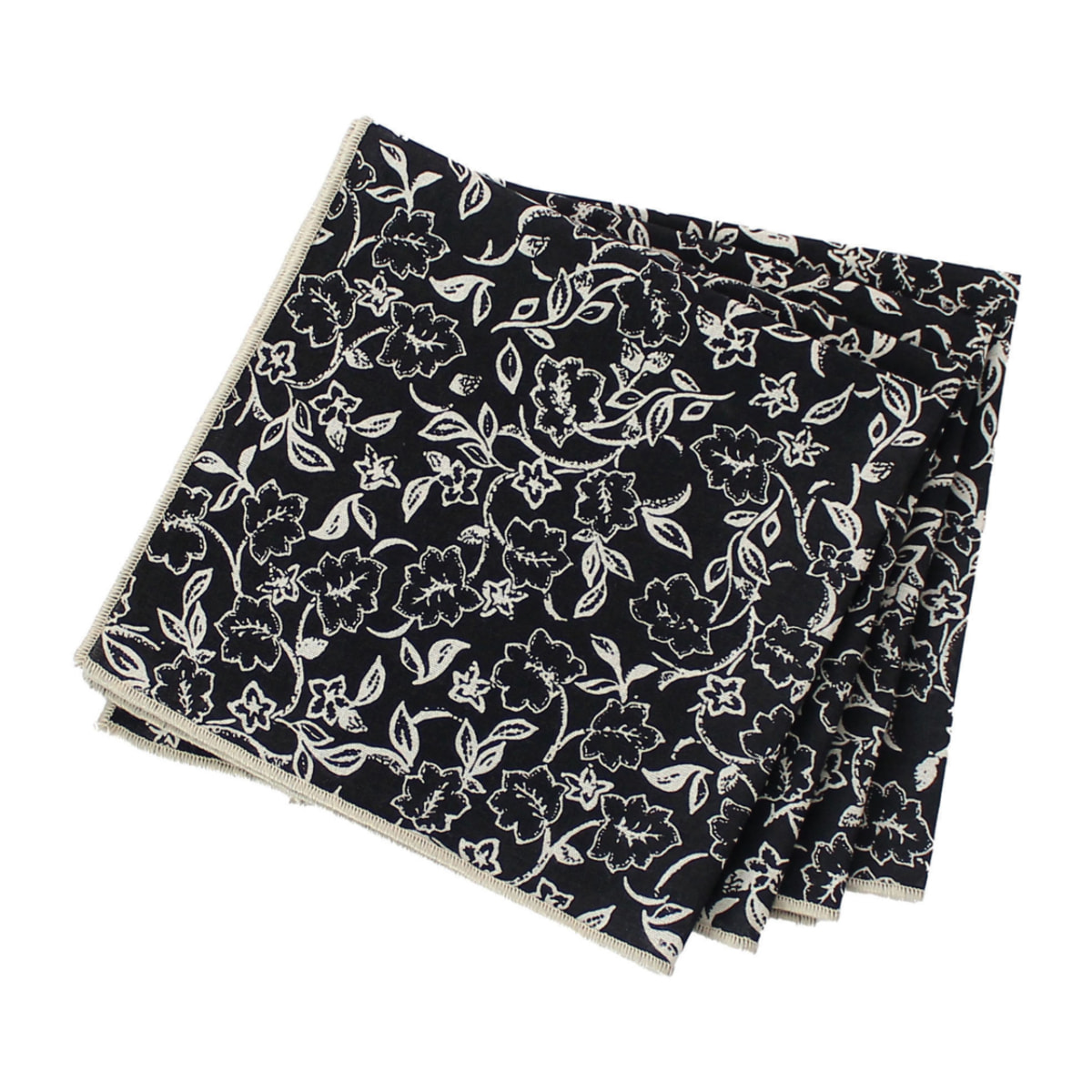 Lot de 4 serviettes de table motif fleuri - Noir