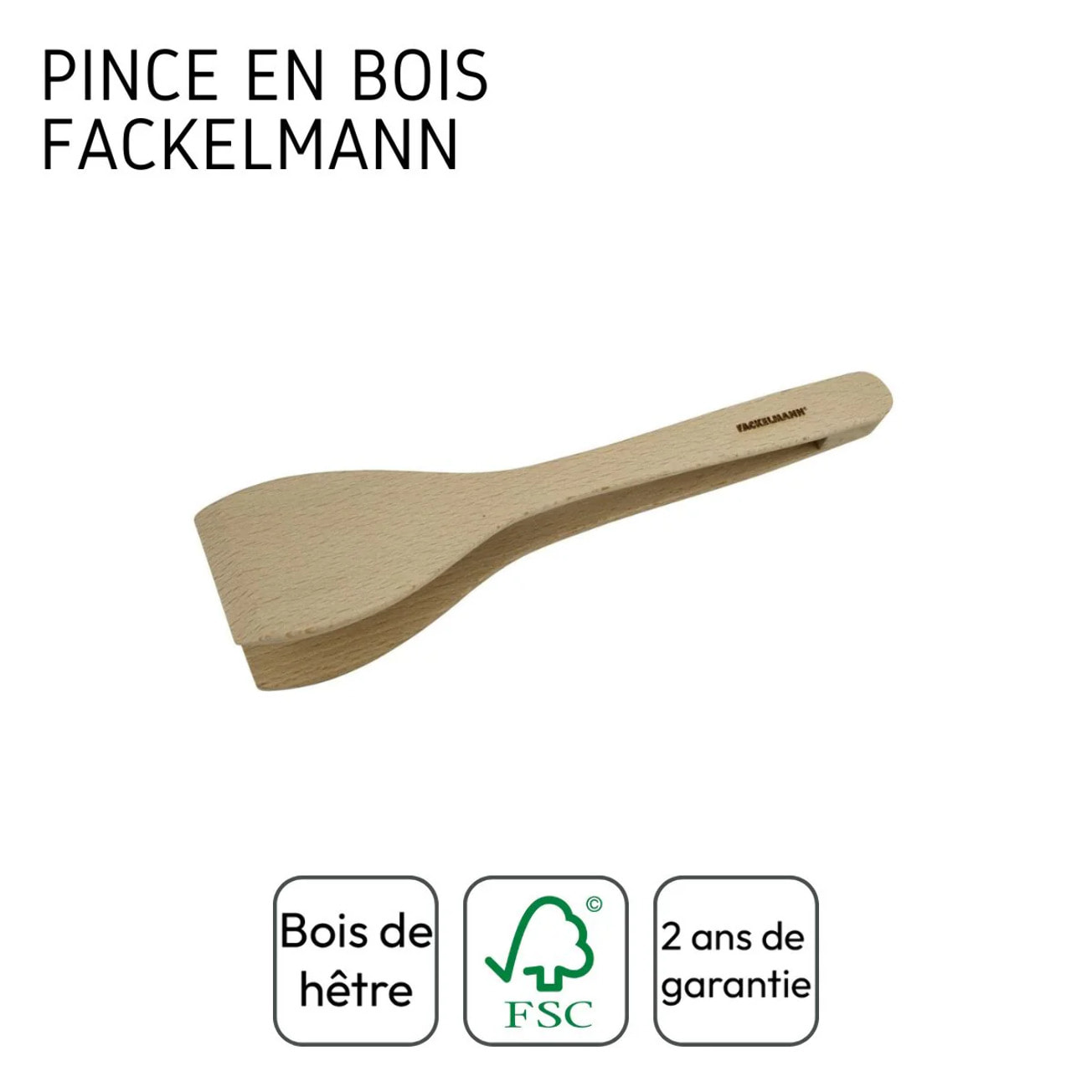 Pince de cuisine en bois FSC 29,7 cm Fackelmann