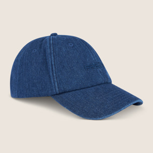 Cappellino da baseball in denim con ricamo tono su tono