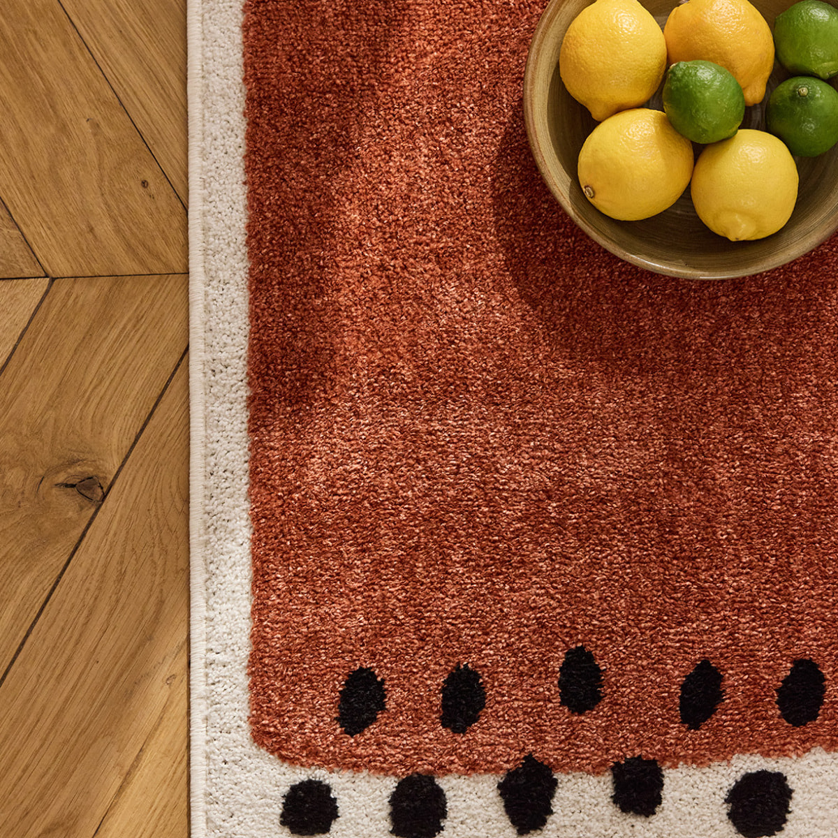 PANTONE - Tapis terracotta à motif à pois TERRA DEL SOL