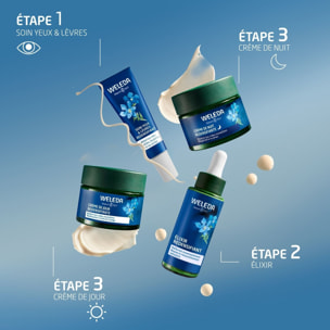 WELEDA - Trio - Crème de Jour - Contour des yeux - Elixir -Gentiane Bleue et Edelweiss - Vegan - Certifié Natrue - Pot 40 ml x3 -Tube 10ml - 30 ml