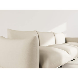 Jeanne - Canapé modulable d'angle réversible 4 places en velours texturé - Beige