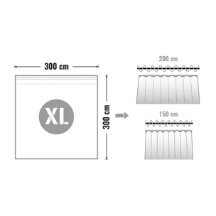 Cortina XXL de cinta, tejido tipo lino, Gris