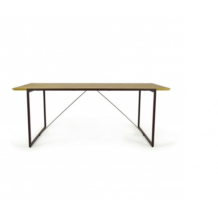 Table de repas en bois massif et métal L195cm - NORDIK
