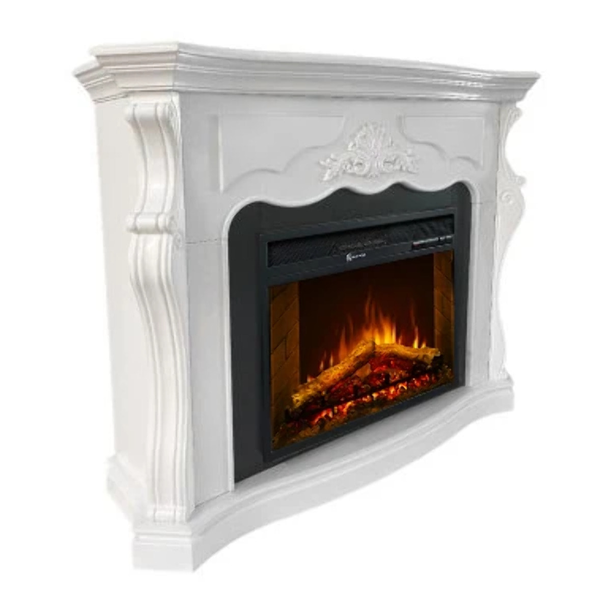 Parigi - Camino Elettrico da Terra 123x100x39 cm in Legno MDF Bianco