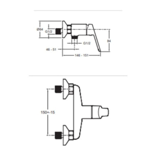 Pack mitigeur de douche mécanique Aimé noir + barre + pommeau de douche
