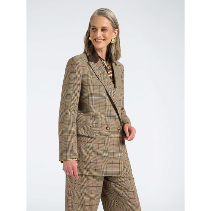 Elena Mirò - Blazer doppiopetto principe di Galles - Bordeaux