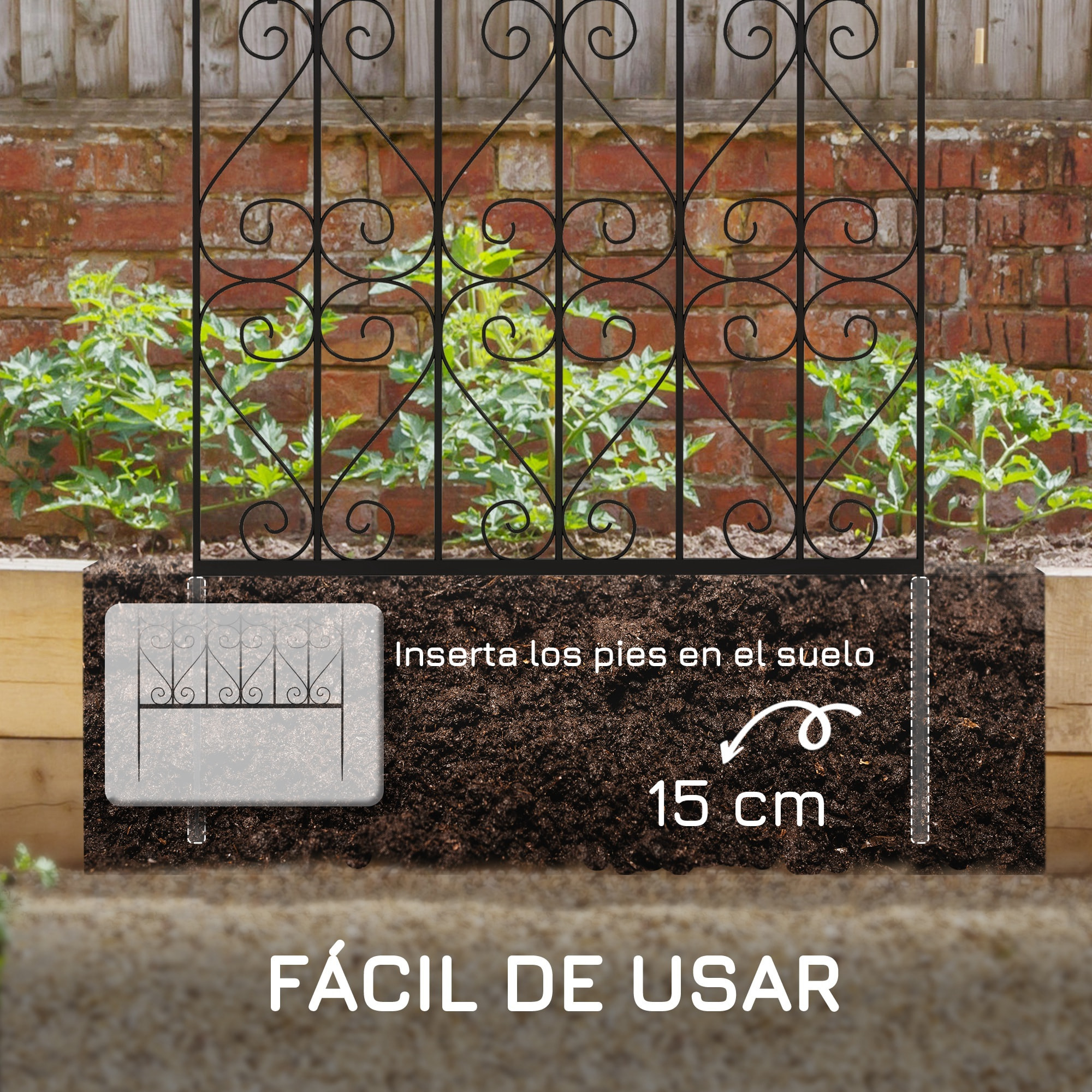 Juego de 2 Enrejados de Jardín Soportes para Enredaderas con Marco de Acero para Plantas Trepadoras y Decoración Patio Terraza 55x128 cm Negro