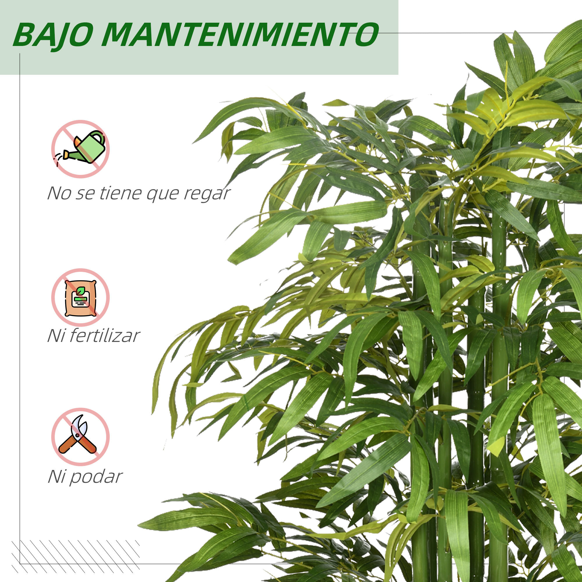 Árbol de Bambú Artificial en Maceta 180 cm para Interiores y Exteriores Verde