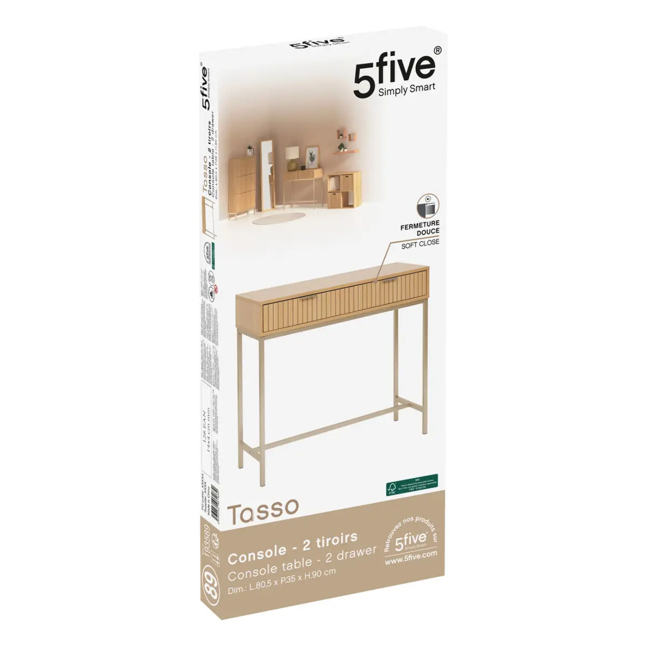 Console "Tasso" L80,5cm effet bois naturel