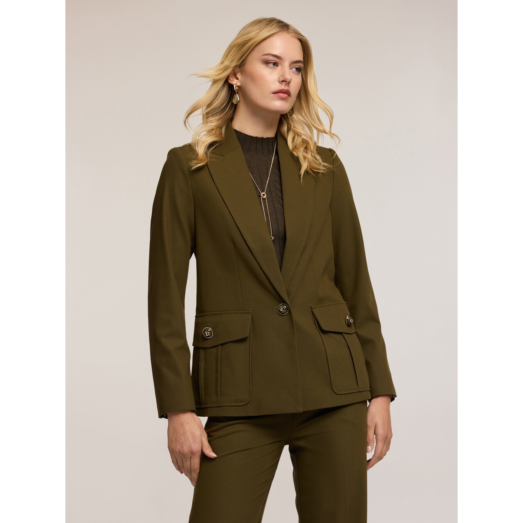 Motivi - Blazer militar en franela mezcla de lana - Verde militare