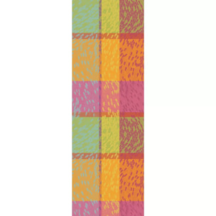 Chemin de table pur coton 220 g/m² motif jacquard rose vert Mille sources berlingot