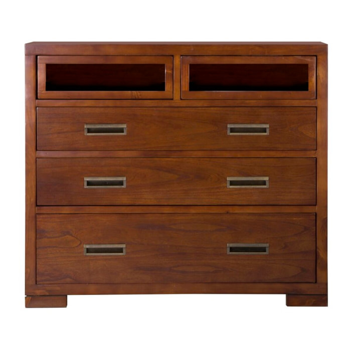 Commode Kenia -bois massif de mindi et placage naturel de mindi-couleur teck 110 x 95 x 45 cm