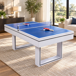 Table multi-jeux 3 en 1 billard et ping-pong en bois blanc ARIES