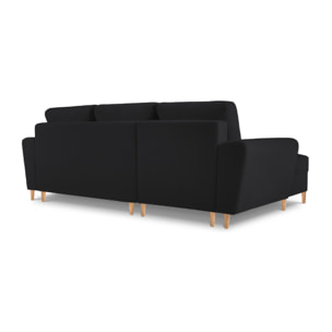 Canapé d'angle gauche convertible avec coffre de rangement "Kyoto" 4 places en bouclé noir