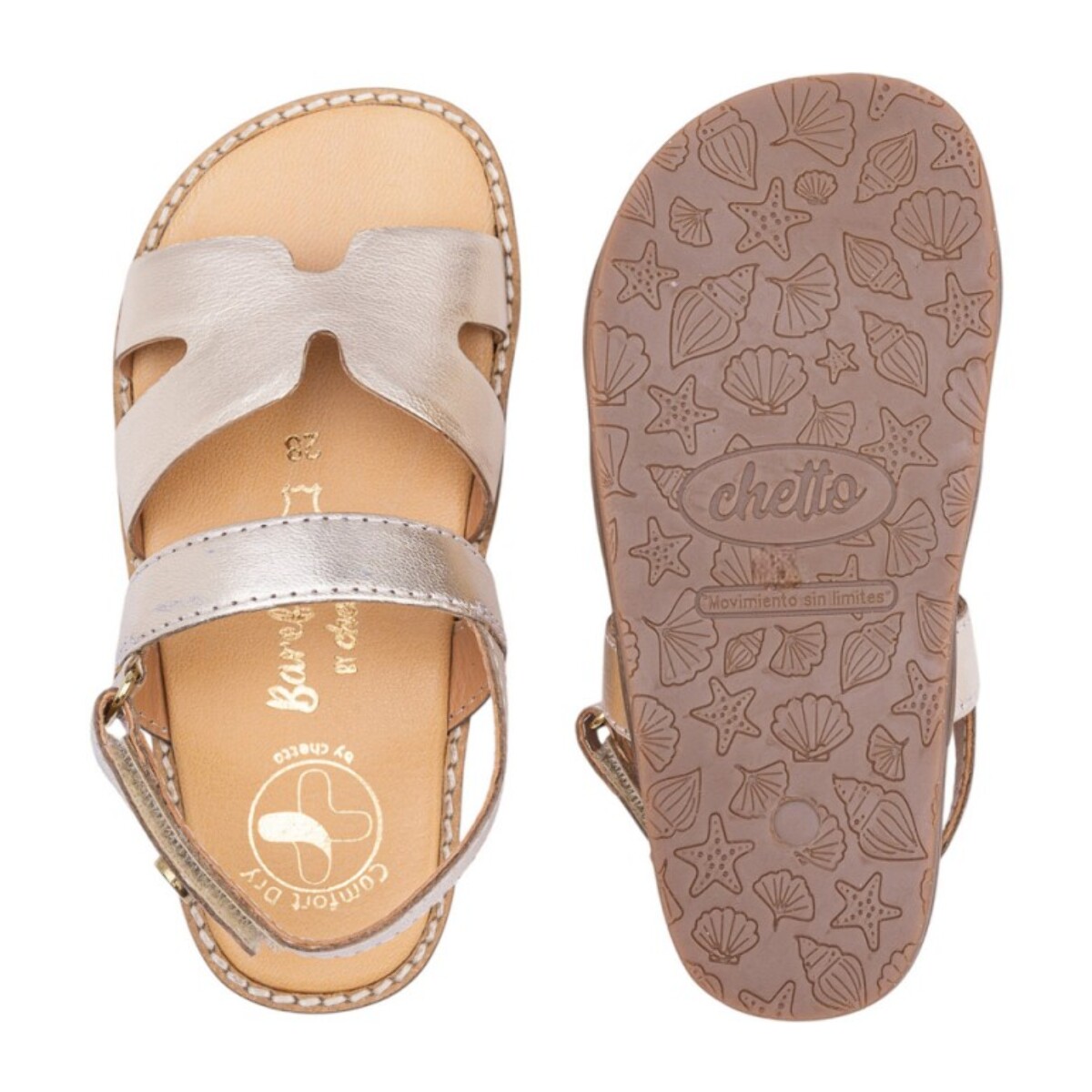 SANDALIA BAREFOOT PIEL CHETTO PALA ORO