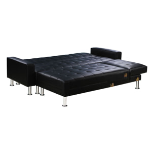 Canapé d'angle convertible et réversible "Theo" - 258 x 82/147 x 82 cm - 4 places - Blanc / Gris