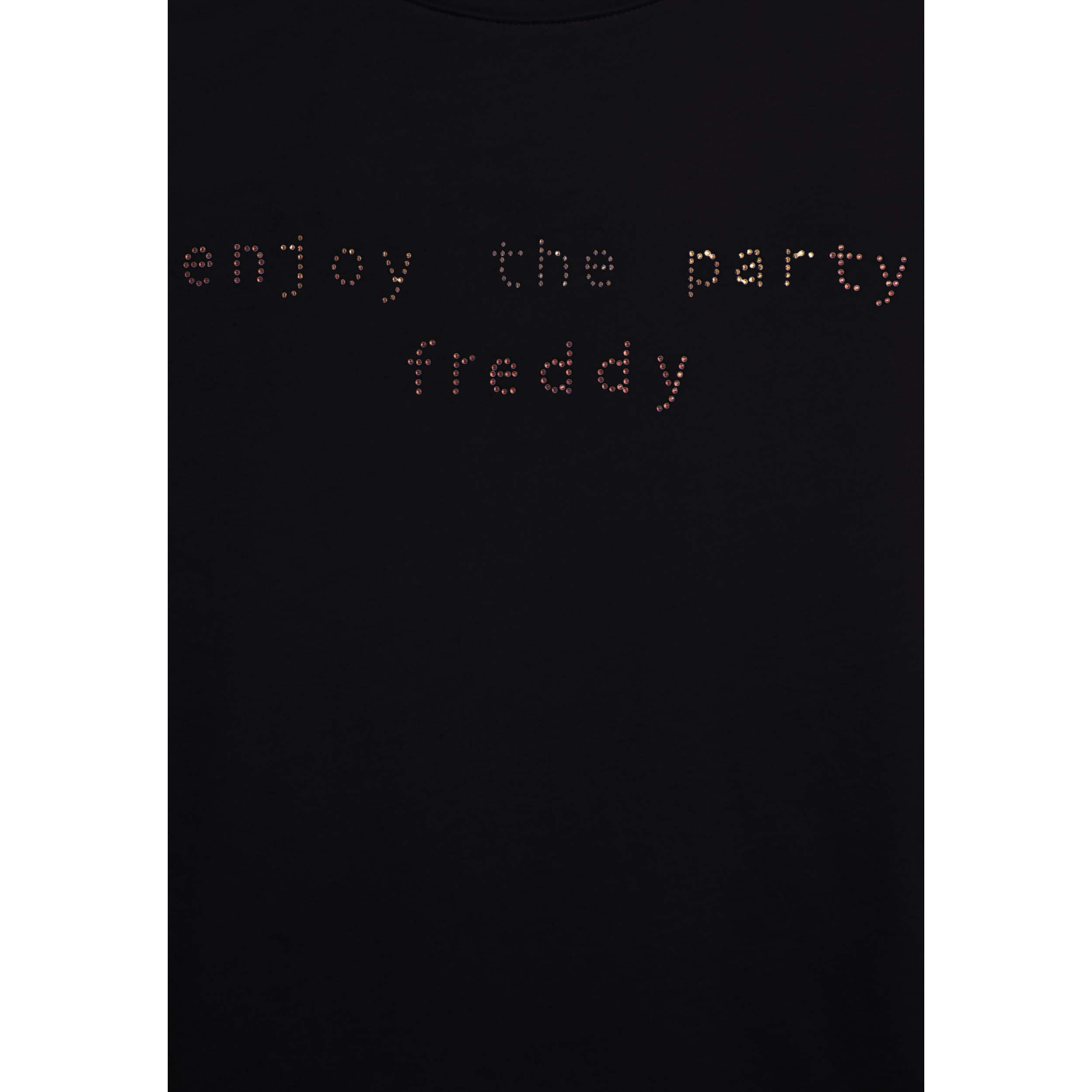 T-shirt con grafica “Enjoy the party” in strass