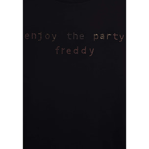 T-shirt con grafica “Enjoy the party” in strass