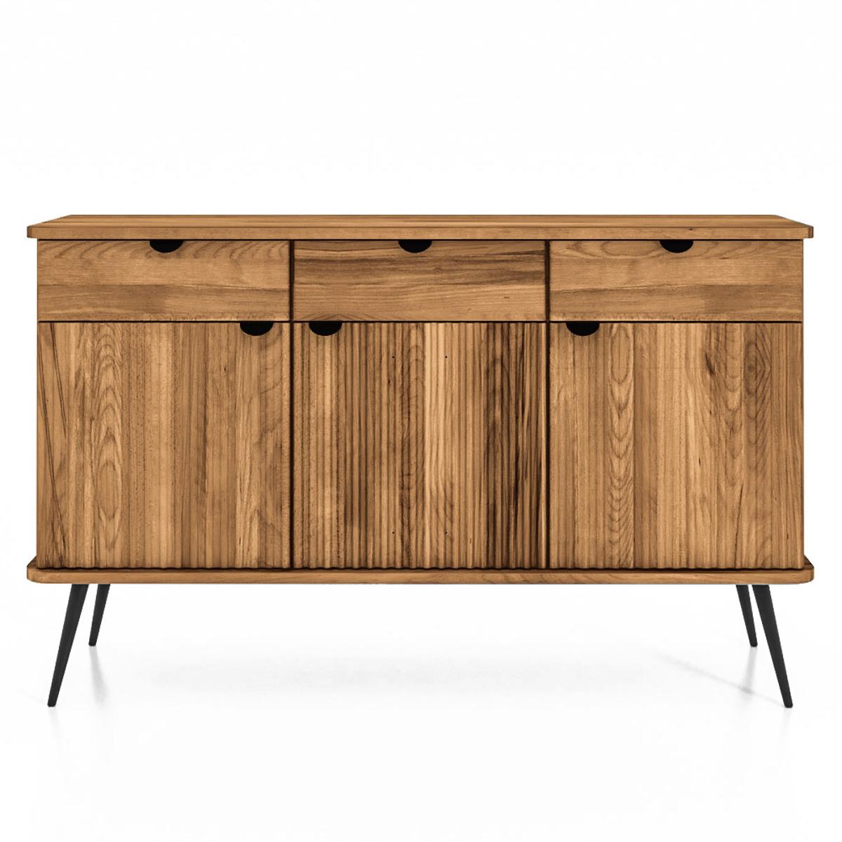 Buffet bois hêtre 3 portes amalfi 144x46cm