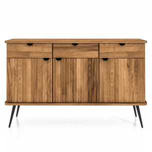 Buffet bois hêtre 3 portes amalfi 144x46cm